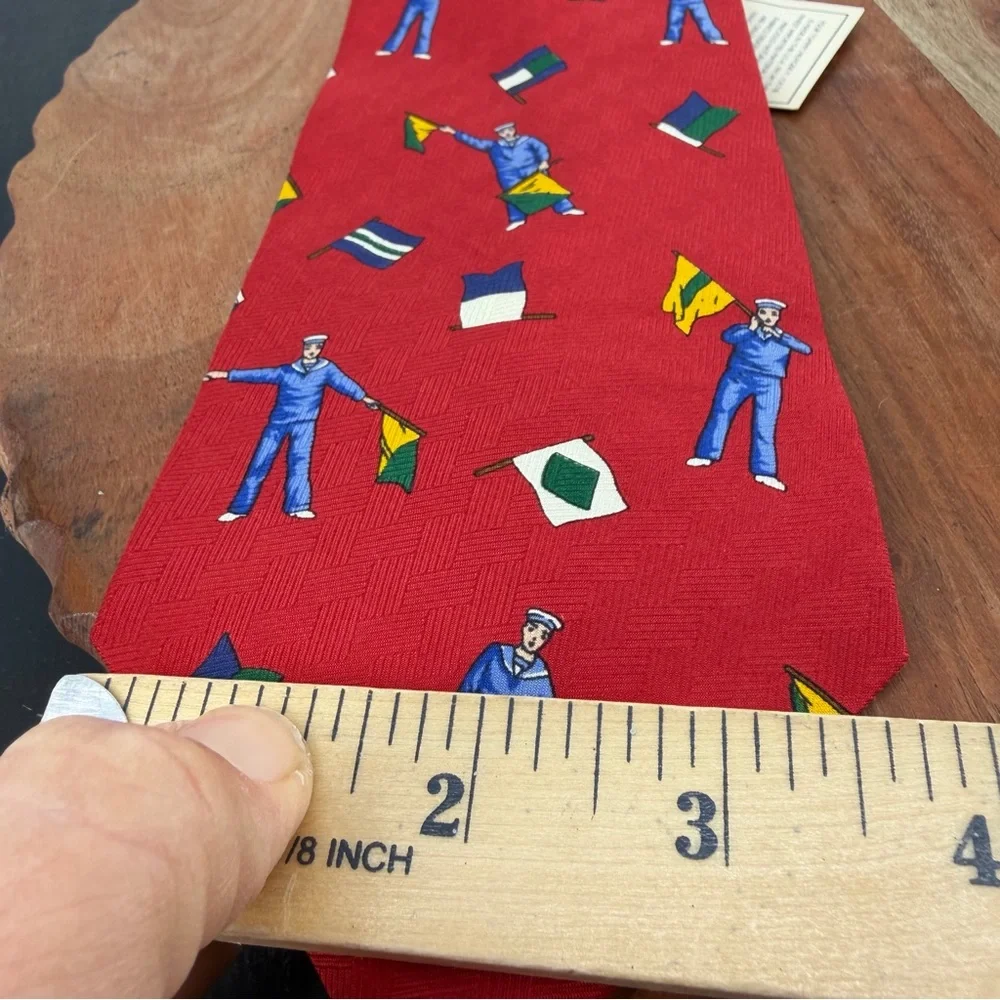Tommy Hilfiger red necktie nautical signal‎ flag sailor pattern wide 3.75” 56”